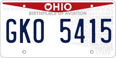 OH license plate GKO5415