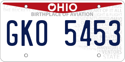 OH license plate GKO5453