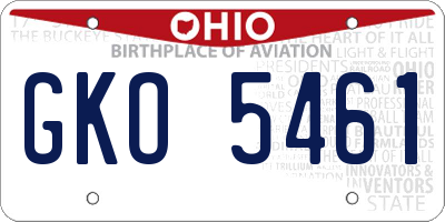 OH license plate GKO5461