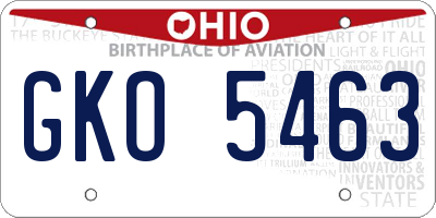 OH license plate GKO5463