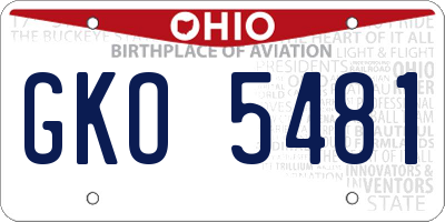 OH license plate GKO5481