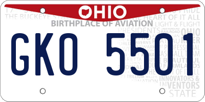 OH license plate GKO5501