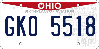 OH license plate GKO5518