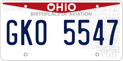 OH license plate GKO5547