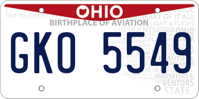 OH license plate GKO5549