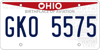 OH license plate GKO5575