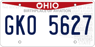 OH license plate GKO5627