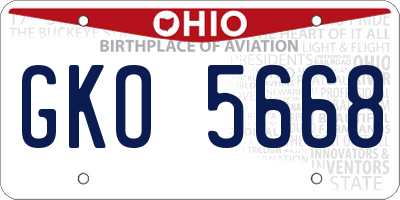 OH license plate GKO5668