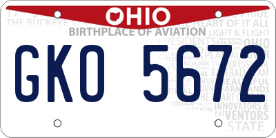 OH license plate GKO5672