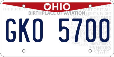 OH license plate GKO5700