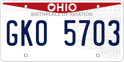 OH license plate GKO5703