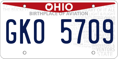 OH license plate GKO5709