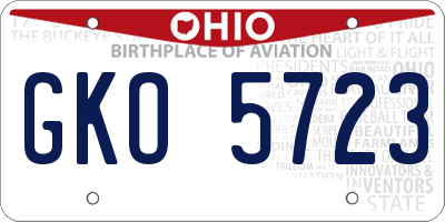 OH license plate GKO5723