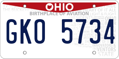 OH license plate GKO5734