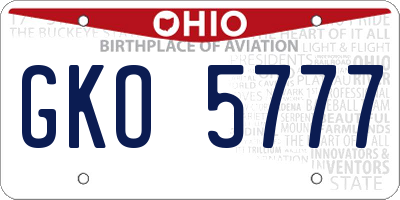 OH license plate GKO5777