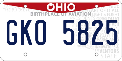 OH license plate GKO5825