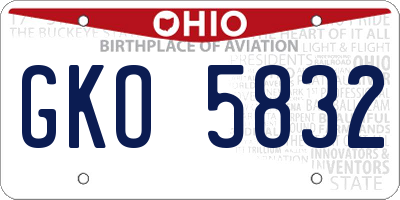 OH license plate GKO5832