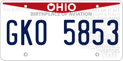 OH license plate GKO5853