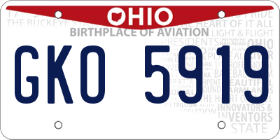OH license plate GKO5919