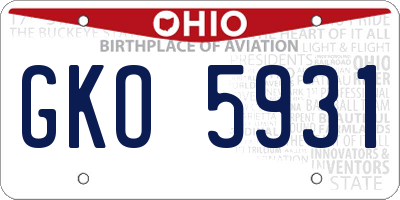 OH license plate GKO5931