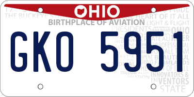 OH license plate GKO5951