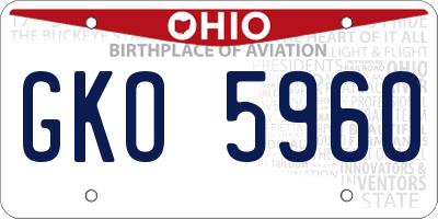 OH license plate GKO5960