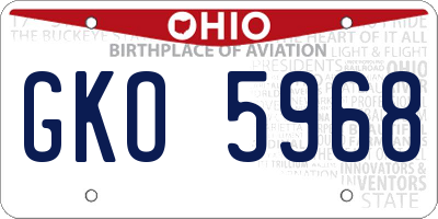 OH license plate GKO5968