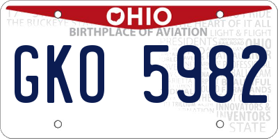 OH license plate GKO5982