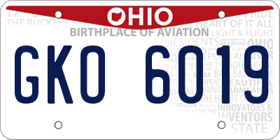 OH license plate GKO6019