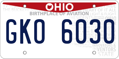 OH license plate GKO6030