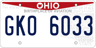 OH license plate GKO6033
