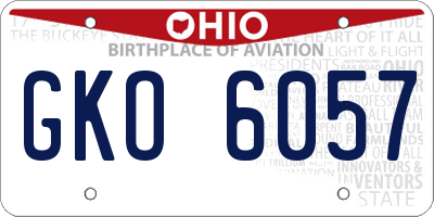 OH license plate GKO6057