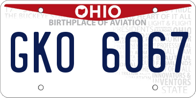 OH license plate GKO6067
