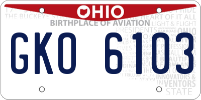 OH license plate GKO6103
