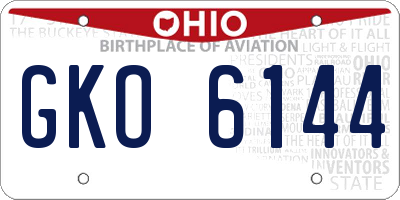 OH license plate GKO6144