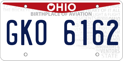 OH license plate GKO6162
