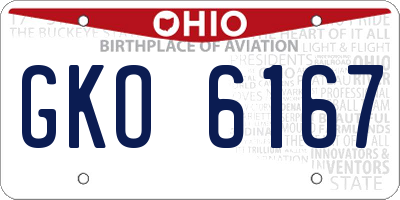 OH license plate GKO6167