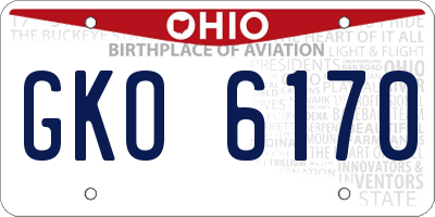 OH license plate GKO6170