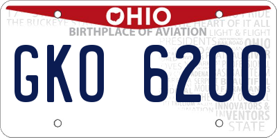OH license plate GKO6200