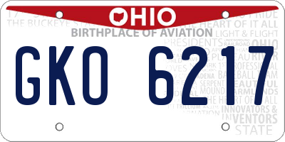 OH license plate GKO6217