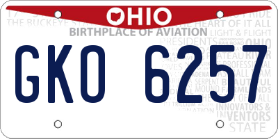 OH license plate GKO6257