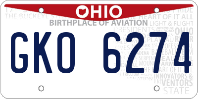 OH license plate GKO6274