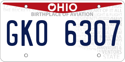 OH license plate GKO6307
