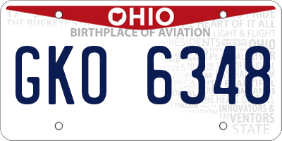OH license plate GKO6348