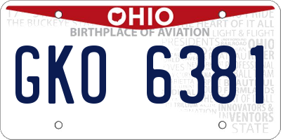 OH license plate GKO6381