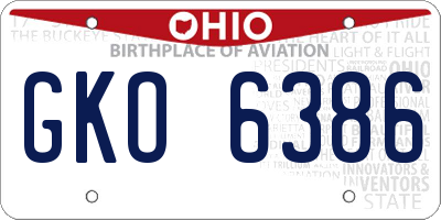 OH license plate GKO6386