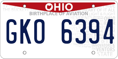 OH license plate GKO6394