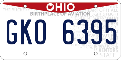 OH license plate GKO6395