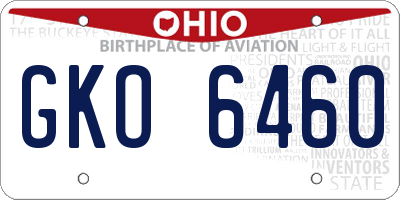 OH license plate GKO6460