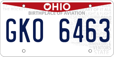 OH license plate GKO6463